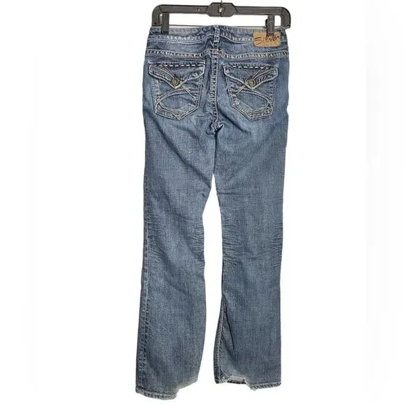 Silver Jeans Womens 27 Blue Denim Low Rise Boot Cut Surplus Western Medium Wash - Picture 2 of 15